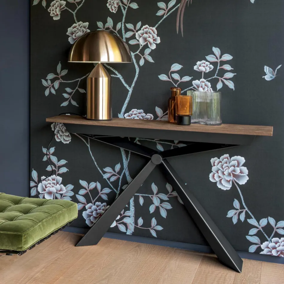 Konsolë me majë me efekt llaçi dhe bazë metalike Prodhuar në Itali - Timedio Viadurini