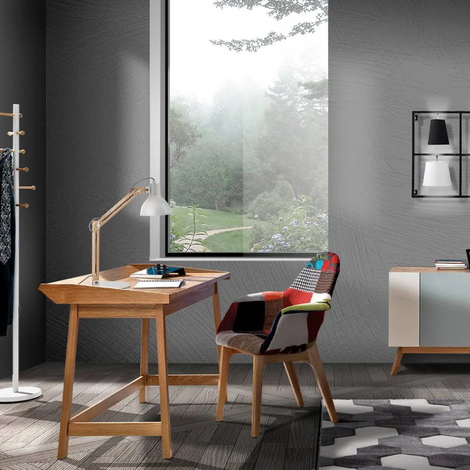 Konsolë me Tavolinë PC në MDF dhe Dru - Futboll Viadurini