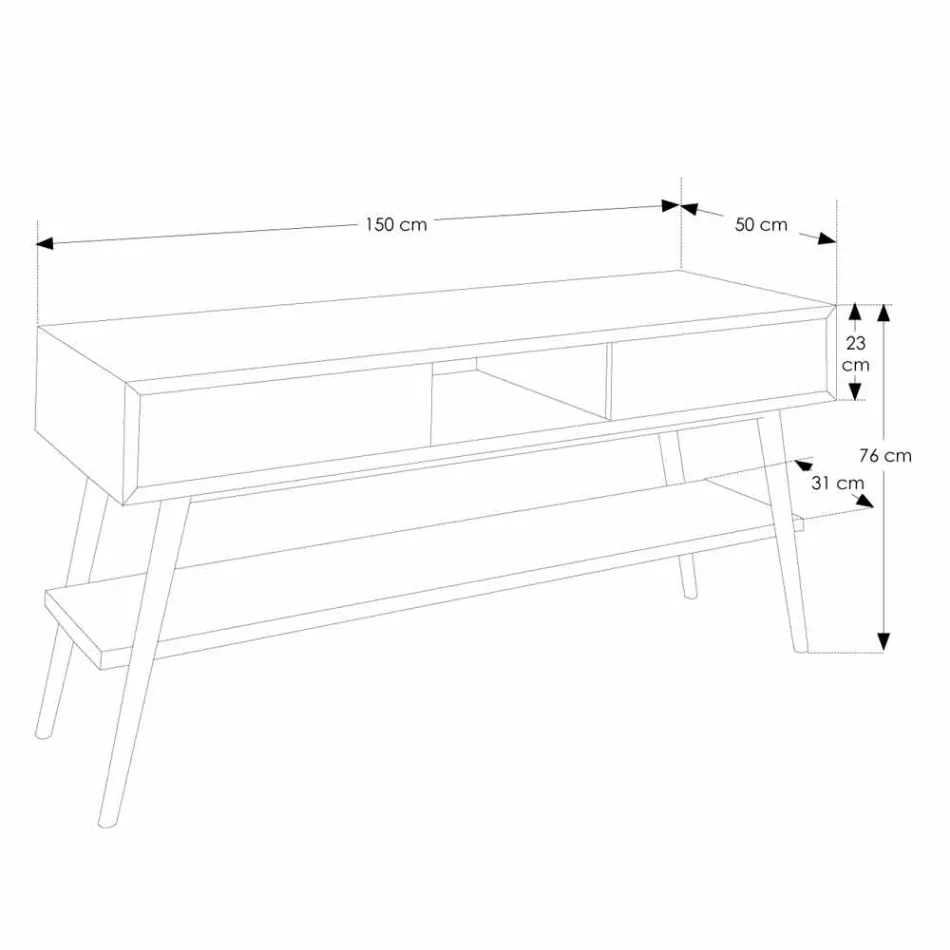 Tavolinë konzollash moderne për banjë në tik natyral Pistoia Viadurini