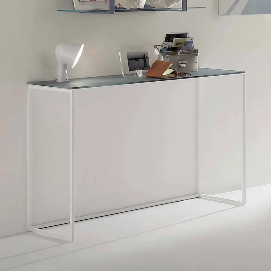 Konsolë e dhomës së ndenjes metalike me majë kristali të prodhuar në Itali - Iridio Viadurini