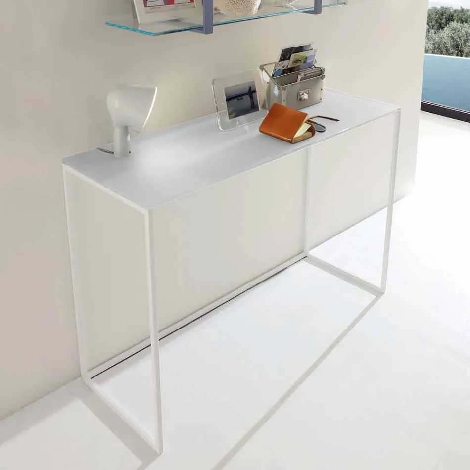 Konsolë e dhomës së ndenjes metalike me majë kristali të prodhuar në Itali - Iridio Viadurini