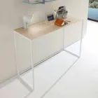 Konsolë e dhomës së ndenjes metalike me majë kristali të prodhuar në Itali - Iridio Viadurini