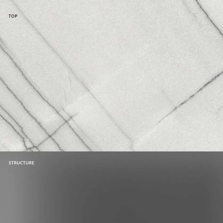 Konsolë për dizajn me majë mermeri dhe bazë qelqi prodhuar në Itali - Molino Viadurini