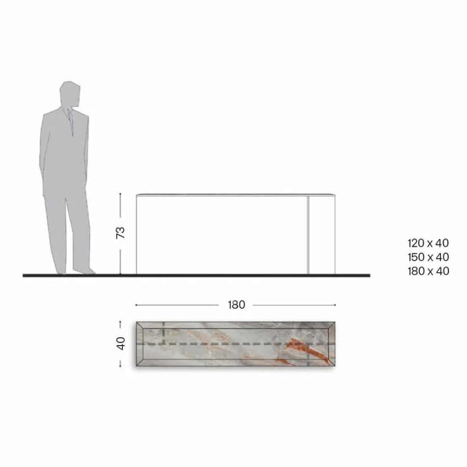 Konsolë për dizajn me majë mermeri dhe bazë qelqi prodhuar në Itali - Molino Viadurini