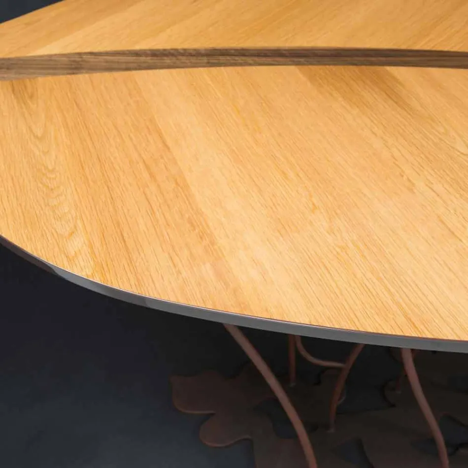 Konzollë projektimi me rimeso lisi dhe artizanale arre Fenice Viadurini