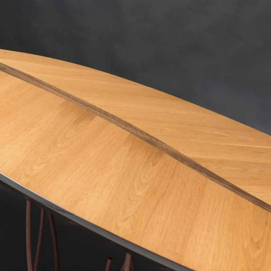 Konzollë projektimi me rimeso lisi dhe artizanale arre Fenice Viadurini