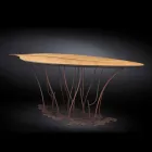 Konzollë projektimi me rimeso lisi dhe artizanale arre Fenice Viadurini