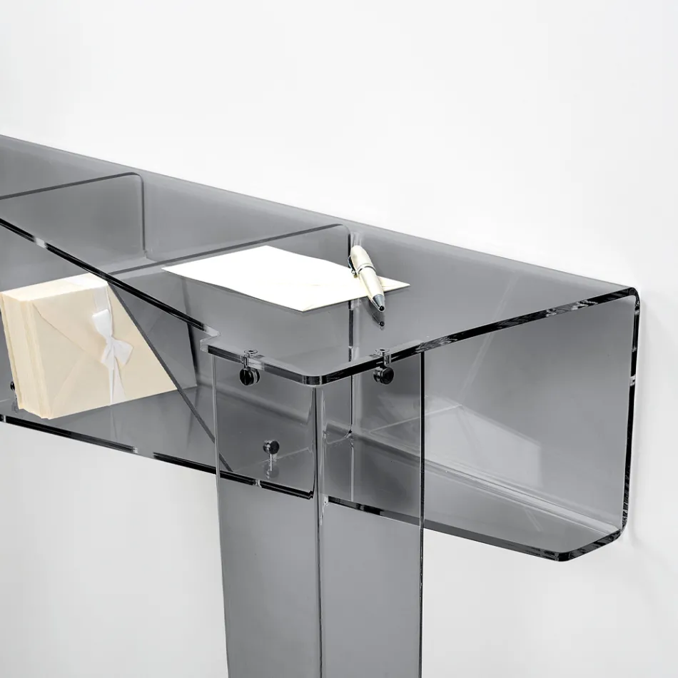 Konsolë fikse me 4 ndarje për ruajtjen e objekteve në PMMA Made in Italy - Aladdin Viadurini