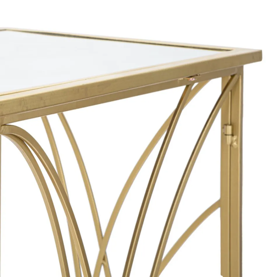 Konsola e Hyrjes Fikse në Hekur të Artë me Top Mirror - Emilia Viadurini