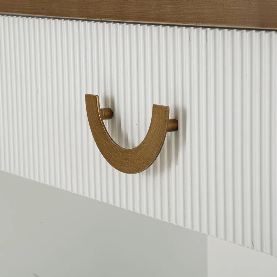 Konsolë druri me majë dhe futje me dizajn dhe sirtar të rrumbullakosur - Rachel Viadurini