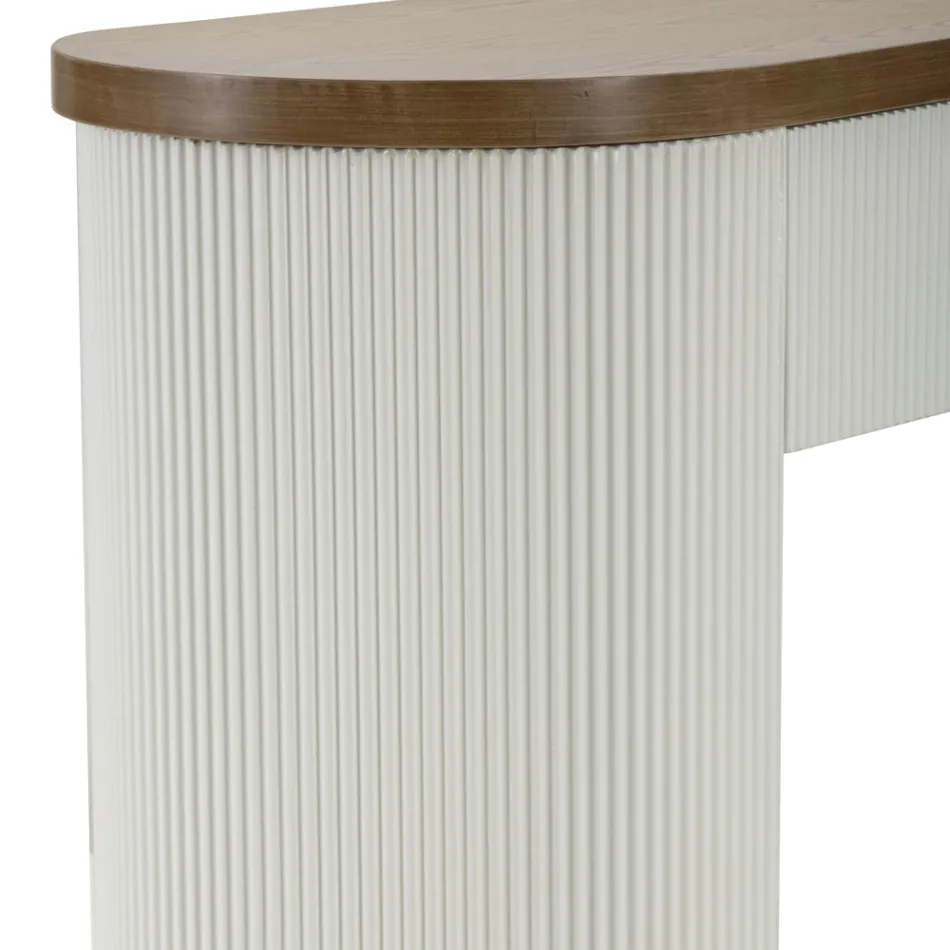 Konsolë druri me majë dhe futje me dizajn dhe sirtar të rrumbullakosur - Rachel Viadurini