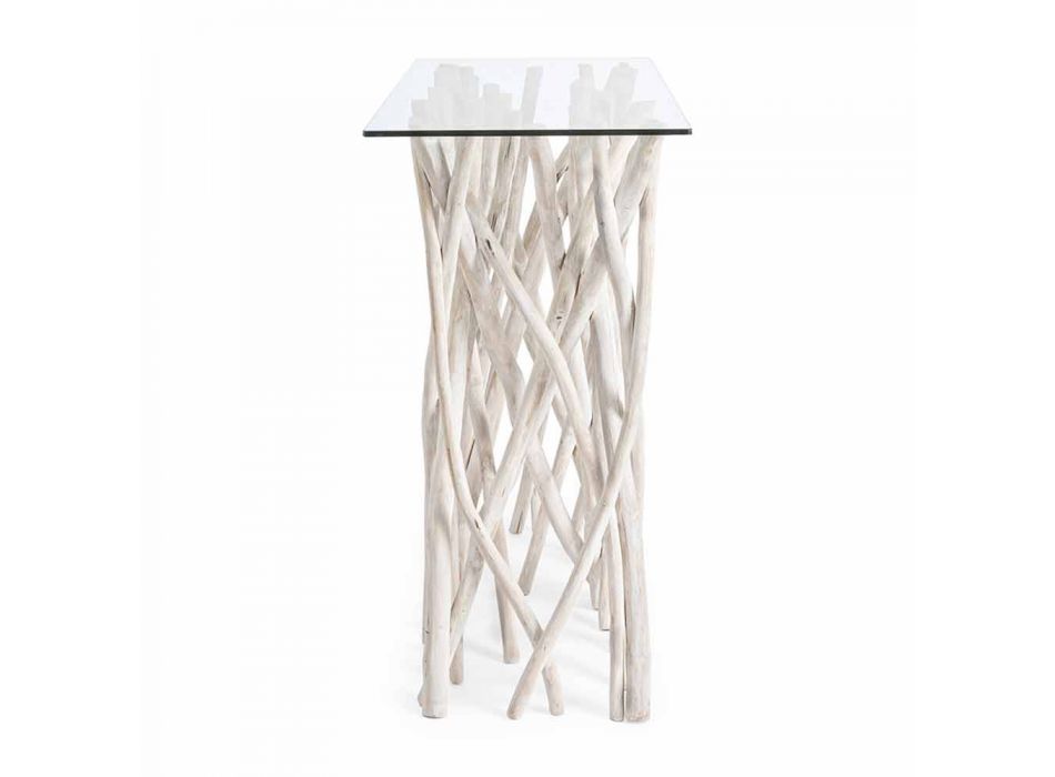 Konsol në dru tik të zbardhur dhe xham të lartë me dizajn luksoz - Francesca Viadurini