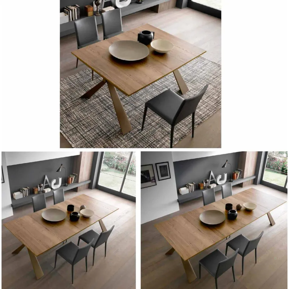 Konsolë në dru dhe metal të zgjerueshëm deri në 295 cm prodhuar në Itali - Timedio Viadurini