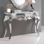 Tavolinë konsol druri në stil klasik, argjend dhe të bardhë Creti Viadurini