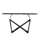 Tavolinë Konsole Metalike Concordia me Sipërfaqe Qeramike me Efekt Mermeri, E Prodhuar në Itali Viadurini