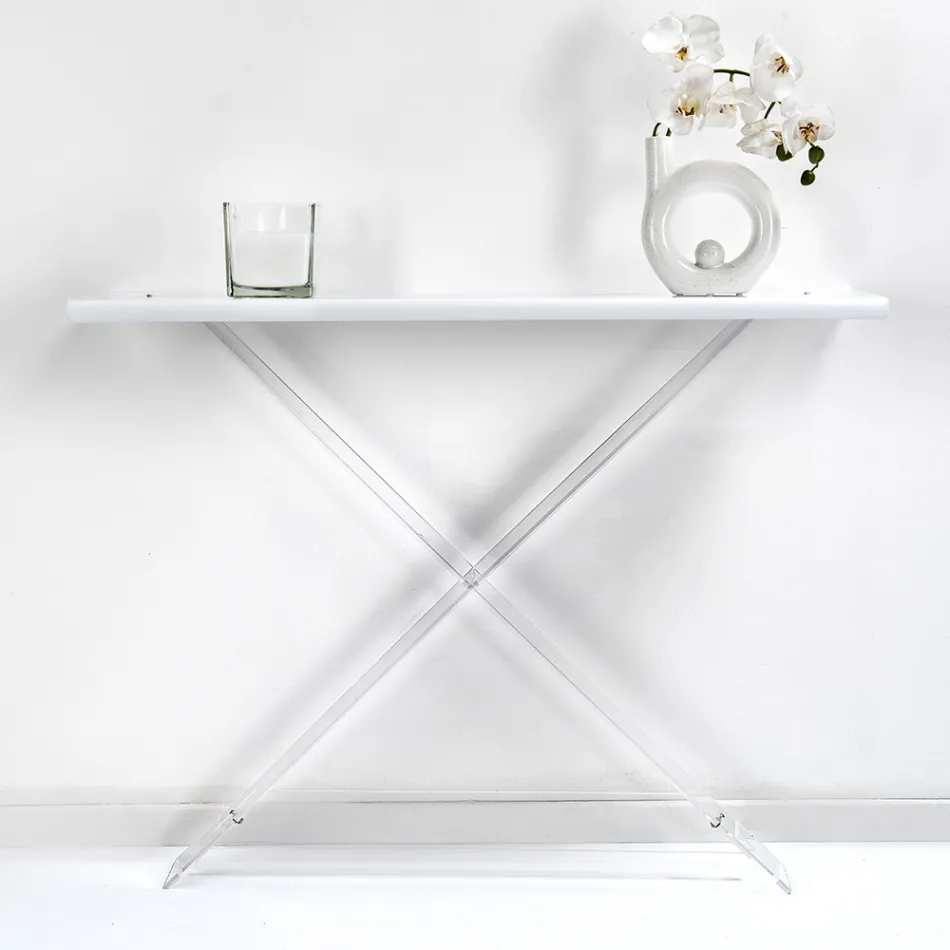 Konsolë pleksiglas për hyrje ose dhomë të ndenjes Prodhuar në Itali - Tenesi Viadurini