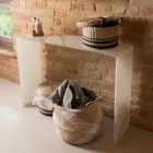 Tavolinë Konsole prej Xhami të Lakuar të Temperuar 10 mm me Efekt Mermeri - Agordo Viadurini