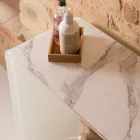 Tavolinë Konsole prej Xhami të Lakuar të Temperuar 10 mm me Efekt Mermeri - Agordo Viadurini