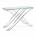 Console in Tempered Glass and Steel Base Design Modern Homemotion - Zafira