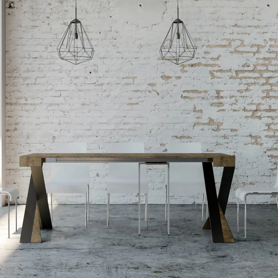 Konzola moderne e zgjatur deri në 300 cm me kornizë antraciti Prodhuar në Itali - Avventura Viadurini