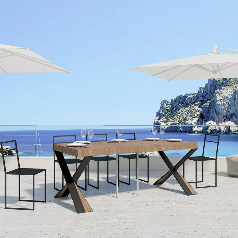 Konzola moderne e zgjatur deri në 300 cm me kornizë antraciti Prodhuar në Itali - Avventura Viadurini