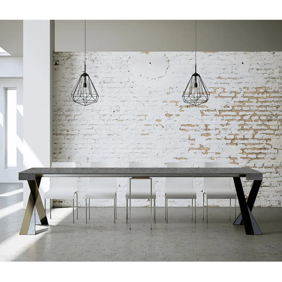 Konzola moderne e zgjatur deri në 300 cm me kornizë antraciti Prodhuar në Itali - Avventura Viadurini