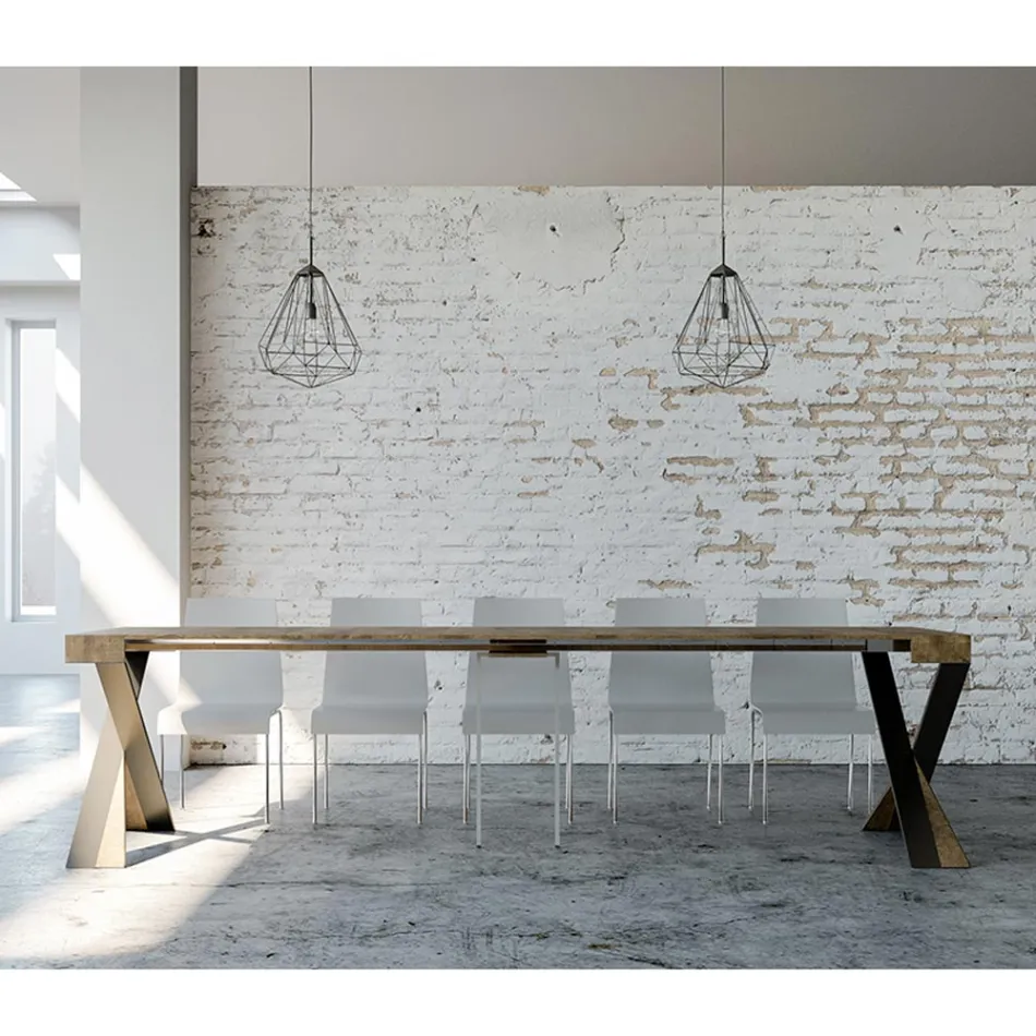 Konzola moderne e zgjatur deri në 300 cm me kornizë antraciti Prodhuar në Itali - Avventura Viadurini