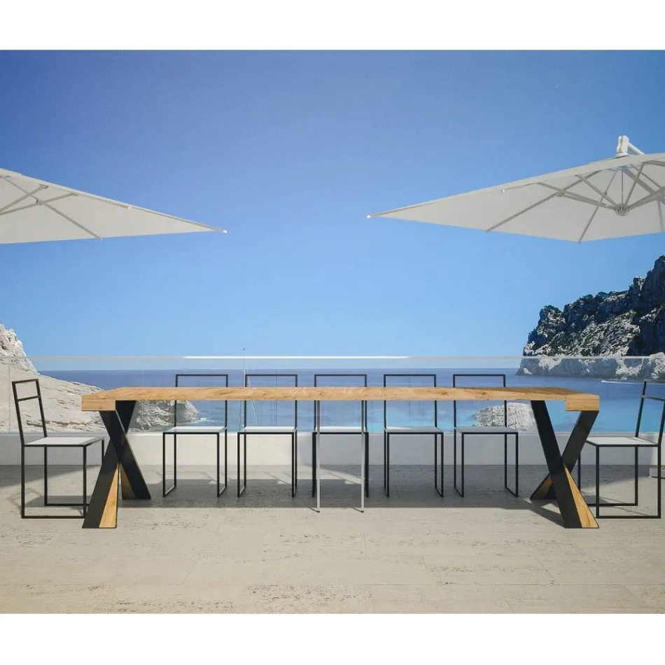 Konzola moderne e zgjatur deri në 300 cm me kornizë antraciti Prodhuar në Itali - Avventura Viadurini