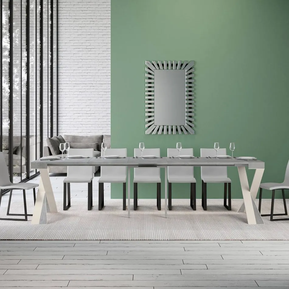 Konzola moderne e zgjatur deri në 300 cm me kornizë të bardhë Prodhuar në Itali - Pasqyrë Viadurini