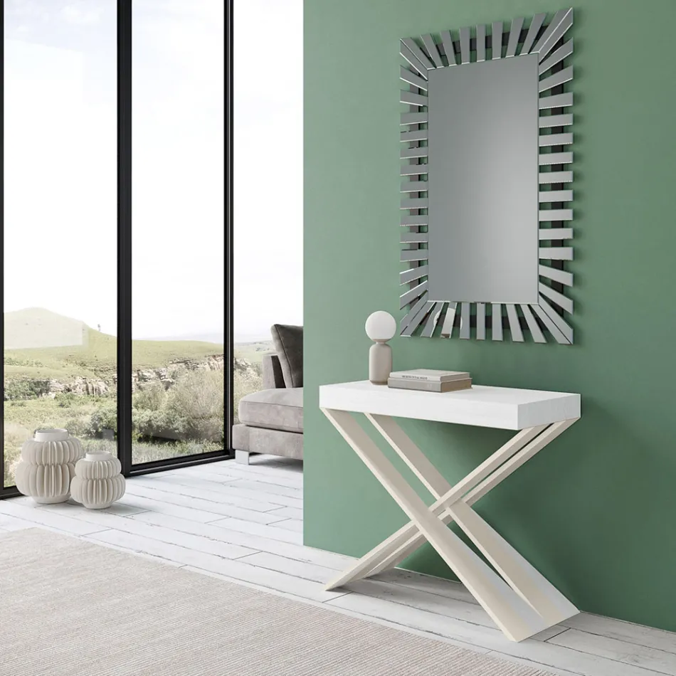 Konzola moderne e zgjatur deri në 300 cm me kornizë të bardhë Prodhuar në Itali - Pasqyrë Viadurini