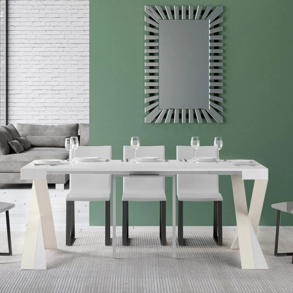 Konzola moderne e zgjatur deri në 300 cm me kornizë të bardhë Prodhuar në Itali - Pasqyrë Viadurini