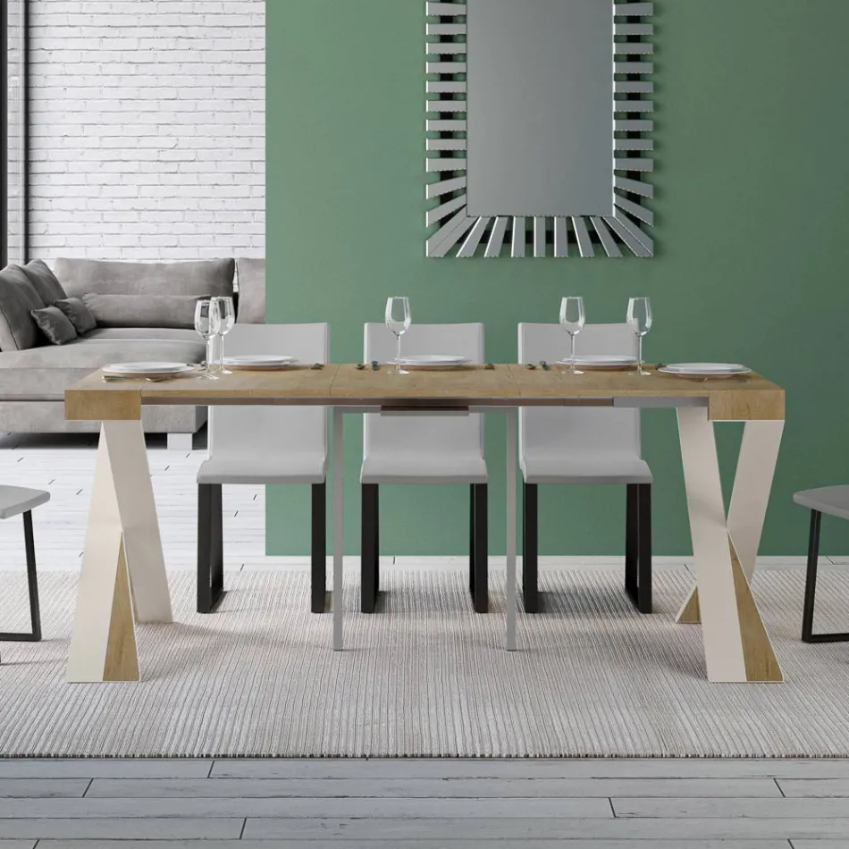 Konzola moderne e zgjatur deri në 300 cm me kornizë të bardhë Prodhuar në Itali - Pasqyrë Viadurini