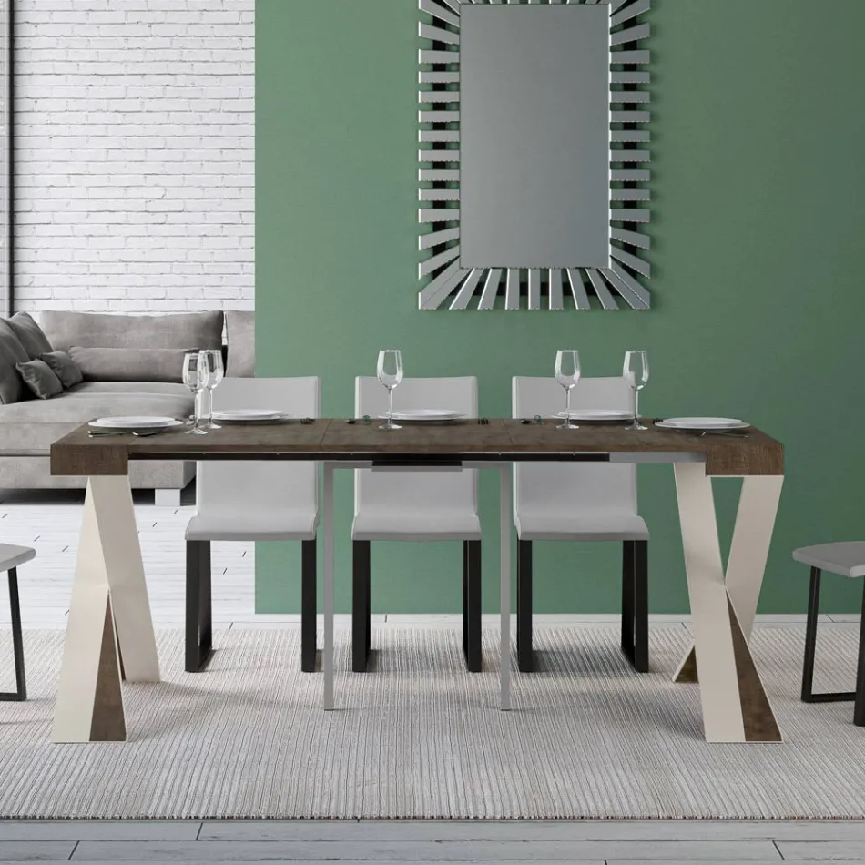 Konzola moderne e zgjatur deri në 300 cm me kornizë të bardhë Prodhuar në Itali - Pasqyrë Viadurini