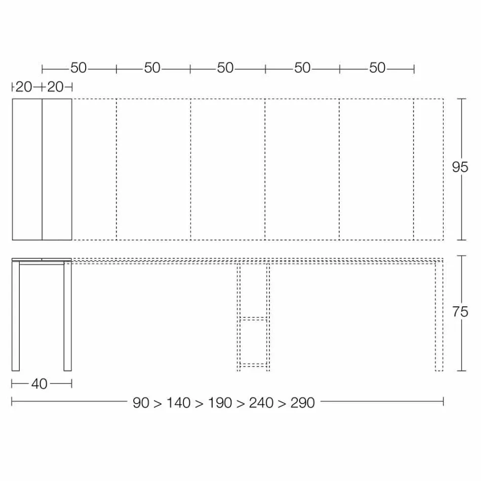 Konsolë moderne e zgjerueshme në dru lisi dhe metal prodhuar në Itali - Nappo Viadurini