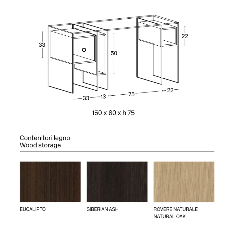 Tavolinë tavoline në qelq dhe dru tepër të pastër Prodhuar në Itali - Damiano Viadurini