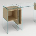 Tavolinë tavoline në qelq dhe dru tepër të pastër Prodhuar në Itali - Damiano Viadurini