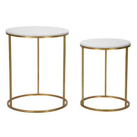 Çifti i tavolinave të rrumbullakëta të kafesë të artë në rrëshirë dhe hekur - Camilla Viadurini