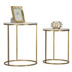 Çifti i tavolinave të rrumbullakëta të kafesë në rrëshirë dhe hekur të artë - Camilla Viadurini