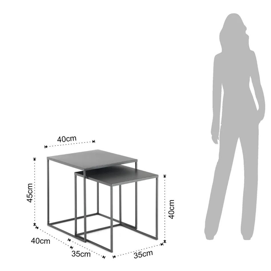 Pale Tavolina Kafeje ne Çelik te lyer me Antracit - Sospiro Viadurini