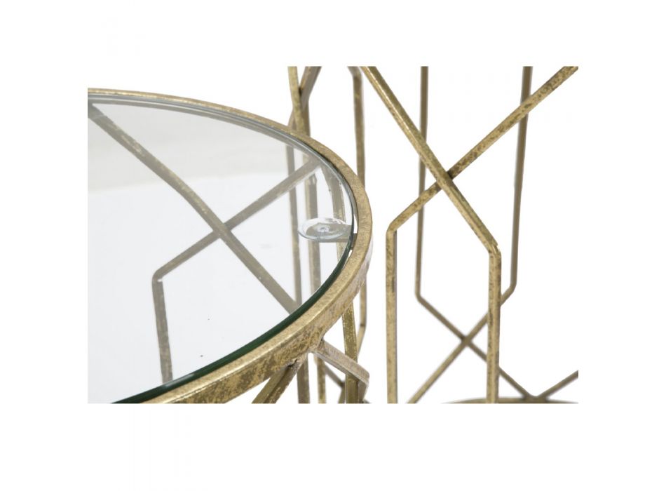 Çifti i tavolinave të kafesë prej hekuri me pjesën e sipërme të xhamit të rrumbullakët - Etro Viadurini