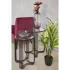 Çifti i tavolinave të rrumbullakëta të kafesë në dizajn modern prej hekuri dhe qelqi - Ezra Viadurini