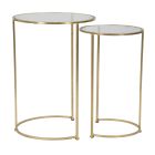 Çifti i tavolinave të rrumbullakëta të kafesë në qelq dhe hekur të artë - Avola Viadurini
