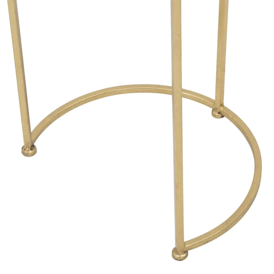 Çifti i tavolinave të rrumbullakëta të kafesë në qelq dhe hekur të artë - Avola Viadurini