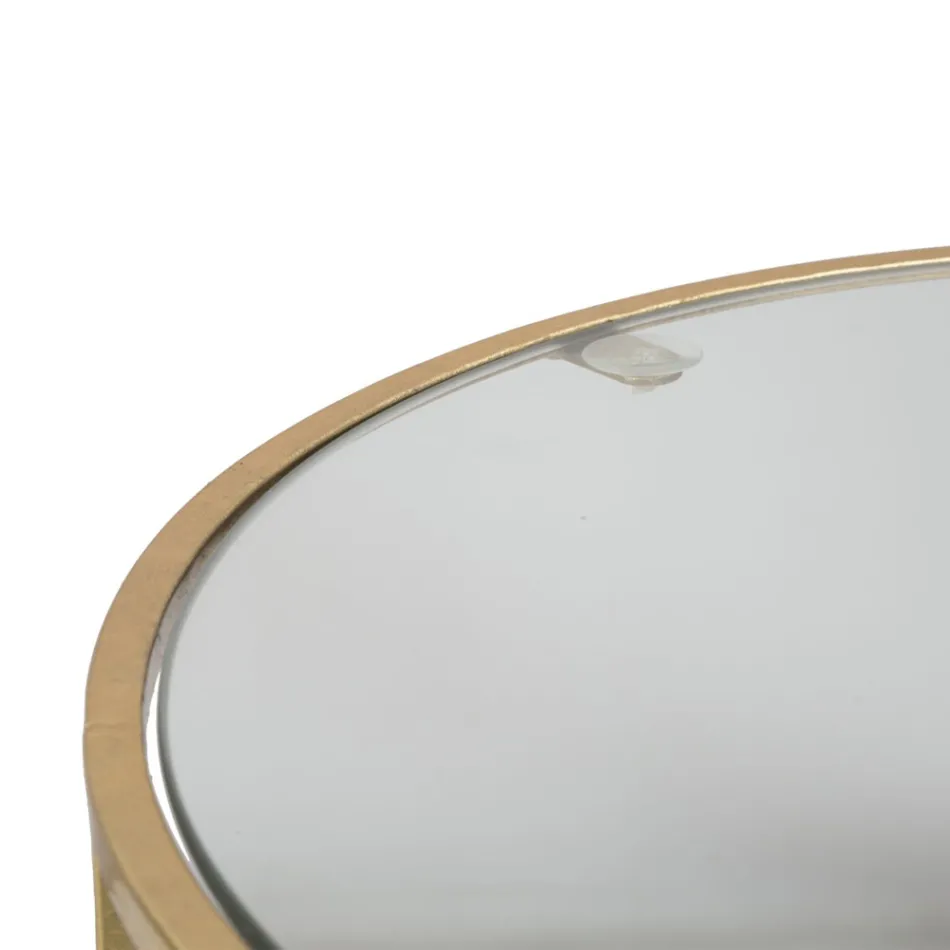 Çifti i tavolinave të rrumbullakëta të kafesë në qelq dhe hekur të artë - Avola Viadurini