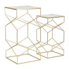 Një palë tavolina telefonike katrore në pjesën e sipërme prej hekuri dhe xhami të artë - Papa Viadurini