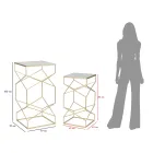 Një palë tavolina telefonike katrore në pjesën e sipërme prej hekuri dhe xhami të artë - Papa Viadurini