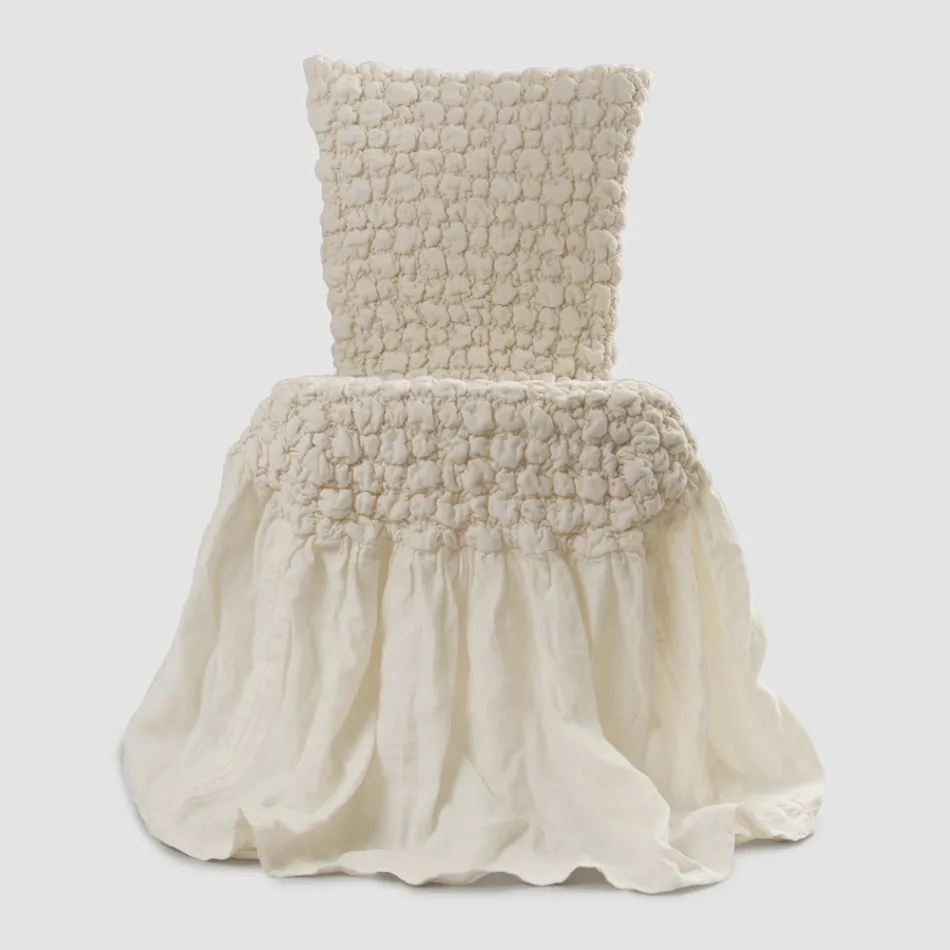 Mbulesa elegante karrige me mbështetëse për dhomën e ndenjes në Lino të Qëndisura - Panteo Viadurini