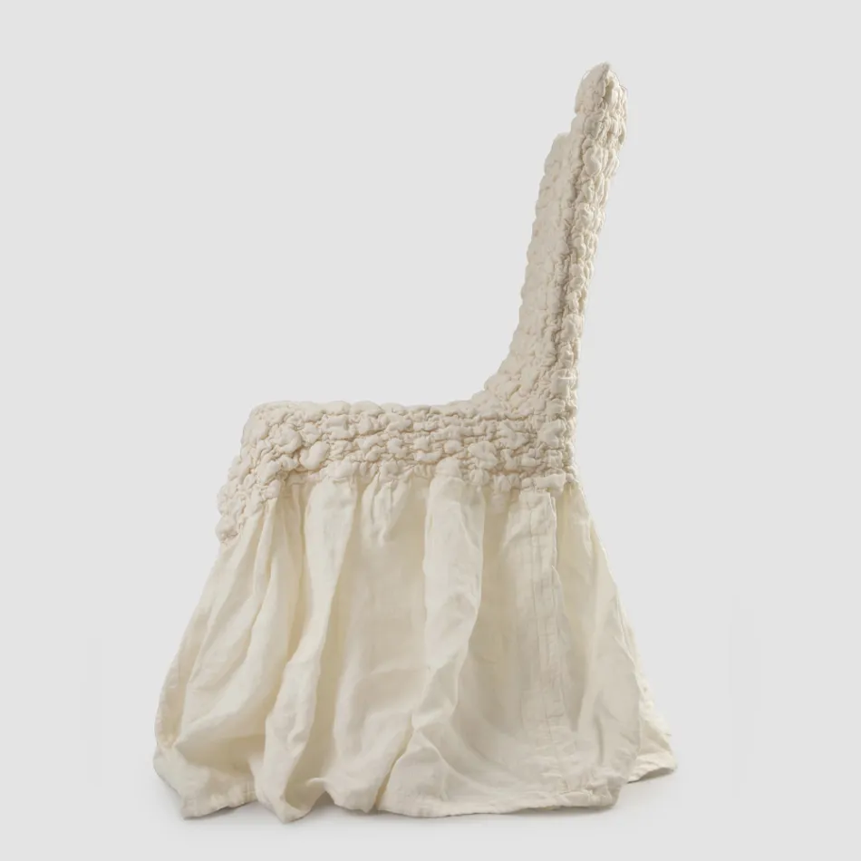 Mbulesa elegante karrige me mbështetëse për dhomën e ndenjes në Lino të Qëndisura - Panteo Viadurini