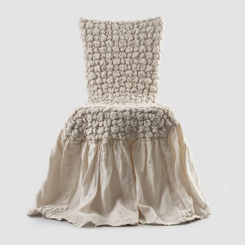 Mbulesa elegante karrige me mbështetëse për dhomën e ndenjes në Lino të Qëndisura - Panteo Viadurini