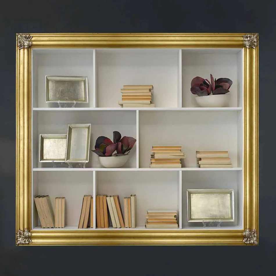 Kornizë plazma e murit në mur në dru ayus, bredh i bërë në Itali Giulio Viadurini